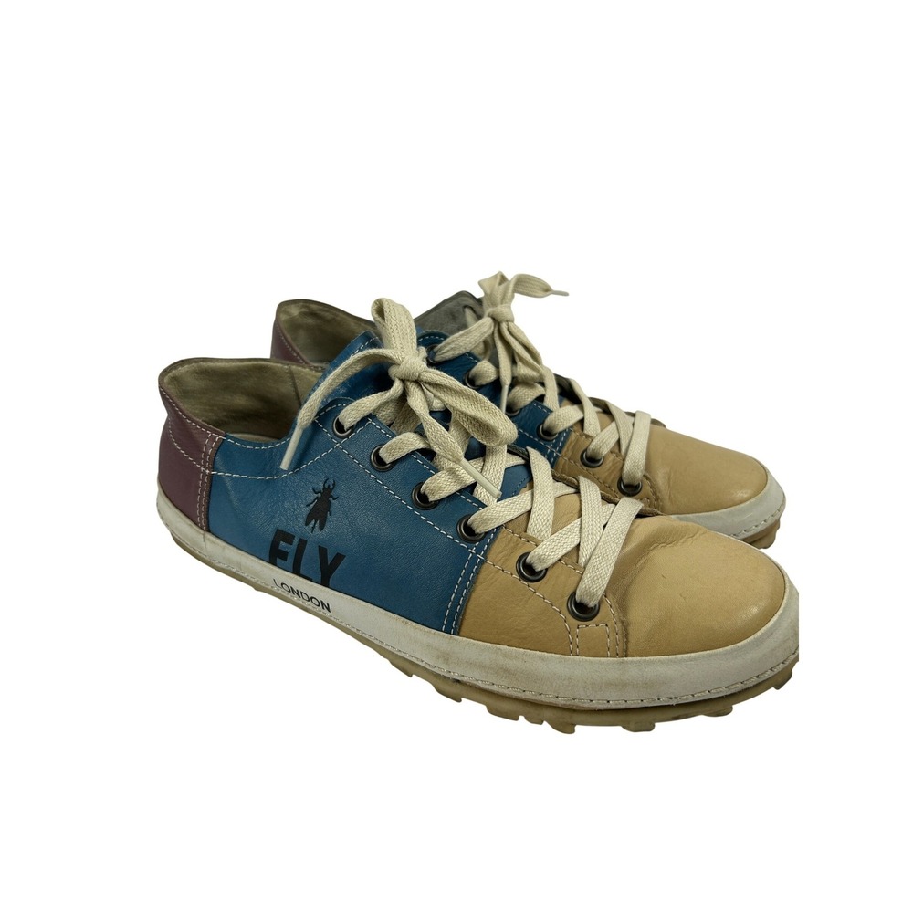 Fly London Colorblock Leather Sneakers Eclectic Grandpa Blue 39 US‎ 8-8.5
